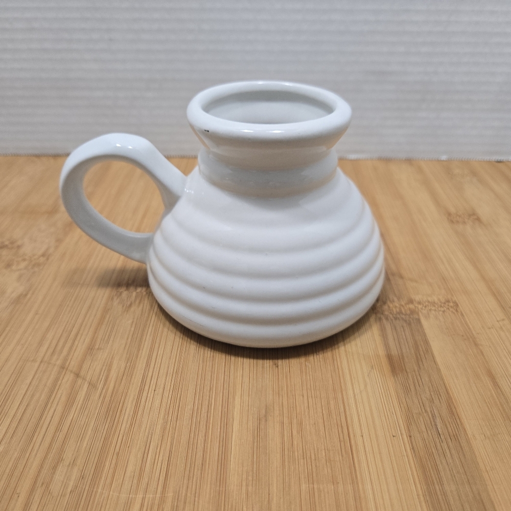 Off White Speckled Pottery Coffee Cup No Spill Travel Mug Beehive Shape